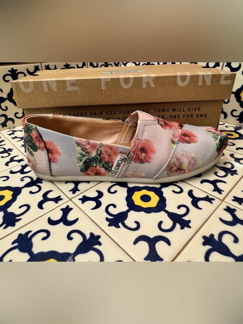 Toms Pink Floral Espadrilles